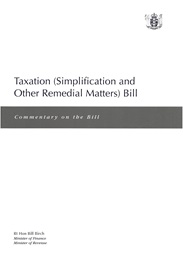 Publication cover image. Title = Taxation (Simplification and Other Remedial Matters) Bill Commentary on the Bill. June 1998.
