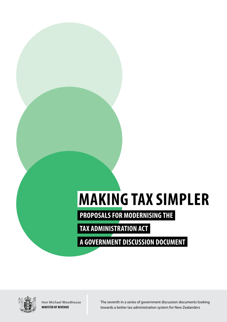 Publication cover. Title - Making tax simpler - Proposals for modernising the Tax Administration Act (December 2016)