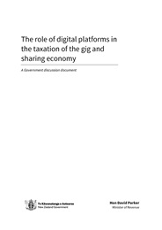 Publication cover image. Title = The role of digital platforms in the taxation of the gig and sharing economy - a Government discussion document (March 2022)